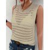 Solid Color Knitted Tank Top Hollow Out Round Color Summer Tank Top - café lumière S | US 4