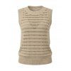 Solid Color Knitted Tank Top Hollow Out Round Color Summer Tank Top - café lumière XL | US 10