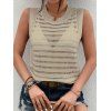Solid Color Knitted Tank Top Hollow Out Round Color Summer Tank Top - café lumière XL | US 10