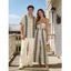 Bohemian Ethnic Style Couple Outfit Damask Stripe Print Tied Off the Shoulder Wide Leg Jumpsuit and Shirt Set - Noir S | US 4
