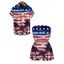 Patriotic Couple Outfit Retro Watercolor American Flag Palm Tree Print Pocket Off the Shoulder Romper and Shirt Independence Day Set - multicolor A S | US 4