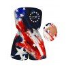 Vintage Independence Day Couple Outfit American Flag Elements Print Pocket Off the Shoulder Romper and Shirt Patriotic Set - BLACK S | US 4
