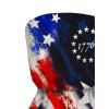 Vintage Independence Day Couple Outfit American Flag Elements Print Pocket Off the Shoulder Romper and Shirt Patriotic Set - BLACK S | US 4