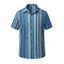 Men's Bohemian Shirt Ethnic Style Striped Print Button Up Vacation Shirt - Bleu 2XL