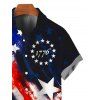 Men's Vintage Independence Day Shirt American Flag Elements Print Button Up Patriotic Shirt - Noir 5XL