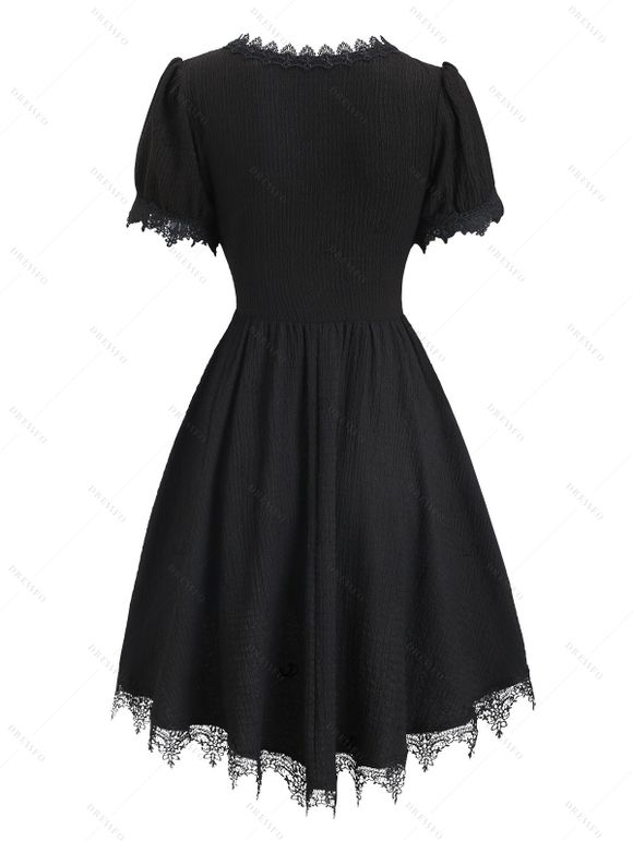 Robe mini vintage à ourlet asymétrique et découpe festonnée - Noir XXL | US 12