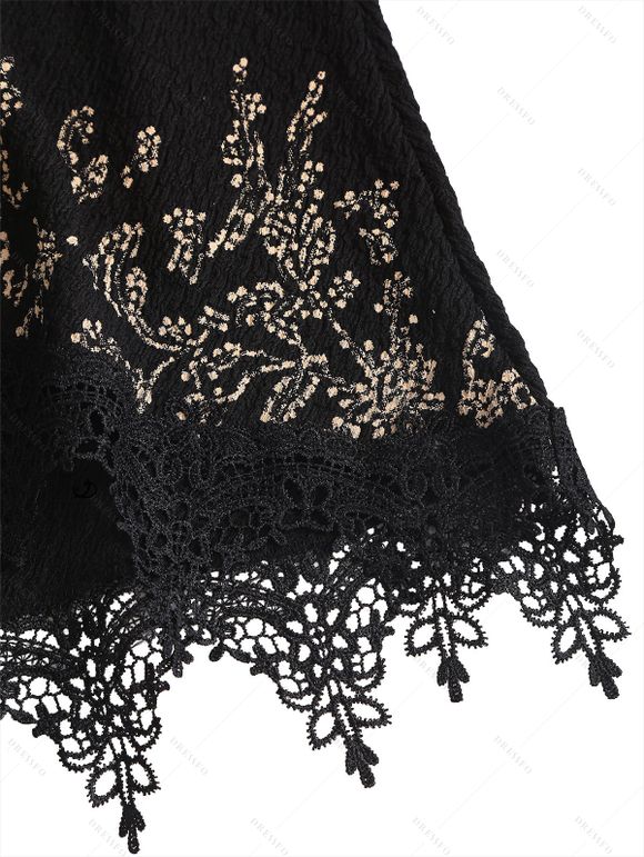 Robe mini vintage à ourlet asymétrique et découpe festonnée - Noir XXL | US 12