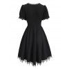 Robe mini vintage à ourlet asymétrique et découpe festonnée - Noir S | US 4