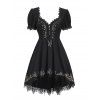 Robe mini vintage à ourlet asymétrique et découpe festonnée - Noir M | US 6