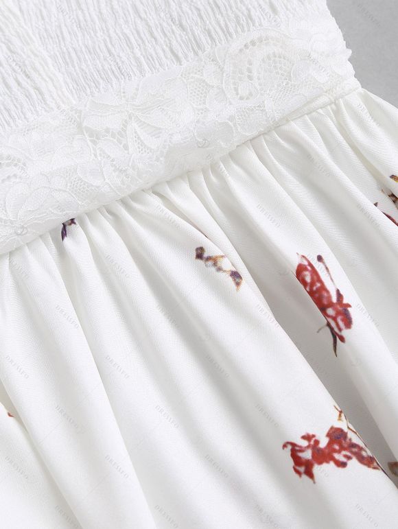 Robe vintage à imprimé floral discret et ourlet asymétrique - Blanc XXL | US 12
