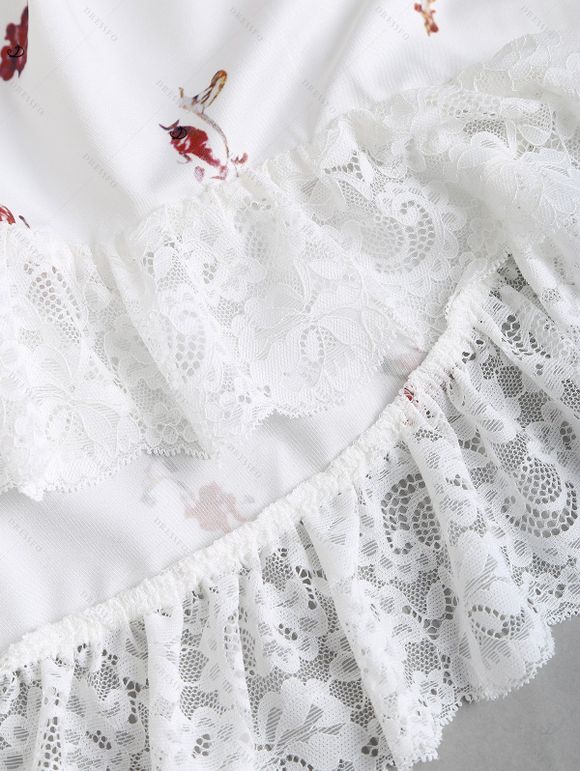 Robe vintage à imprimé floral discret et ourlet asymétrique - Blanc XXL | US 12