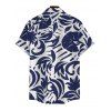 Vacation Couple Outfit Botanical Leaf Print Bowknot Off the Shoulder Jumpsuit and Shirt Set - Bleu S | US 4