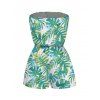 Hawaiian Vacation Romper Watercolor Monstera Palm Leaf Print Pocket Off the Shoulder Beach Romper - Vert clair XL | US 12