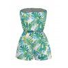 Hawaiian Vacation Couple Outfit Watercolor Monstera Palm Leaf Print Pocket Off the Shoulder Romper and Shirt Set - Vert clair S | US 4