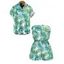 Hawaiian Vacation Couple Outfit Watercolor Monstera Palm Leaf Print Pocket Off the Shoulder Romper and Shirt Set - Vert clair S | US 4