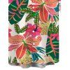 Vacation Couple Outfit Skew Neck Ruched Tank Top Vibrant Tropical Floral Leaf Belt Pants and Shirt Shorts Set - multicolor S | US 4