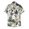 Vacation Couple Outfit Tropical Hibiscus Floral Monstera Leaf Print Pocket Off the Shoulder Romper and Shirt Set - Beige S | US 4
