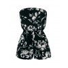 Vacation Romper Colored Flower Tropical Leaf Print Off the Shoulder Romper - Noir M | US 6