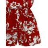 Vacation Romper Colored Flower Tropical Leaf Print Off the Shoulder Romper - Rouge Vineux S | US 4