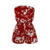 Vacation Romper Colored Flower Tropical Leaf Print Off the Shoulder Romper - Rouge Vineux S | US 4