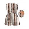 Casual Romper Geometric Ethnic Print Pocket Off the Shoulder Romper - Brun L | US 8-10