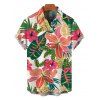 Vacation Couple Outfit Skew Neck Ruched Tank Top Vibrant Tropical Floral Leaf Belt Pants and Shirt Shorts Set - multicolor S | US 4