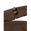 Combinaison décontractée à jambes larges, couleur unie, col drapé et dos nu froncé - marron foncé L | US 8