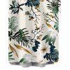Men's Vacation Shirt Tropical Hibiscus Floral Monstera Leaf Print Button Up Shirt - Beige 5XL