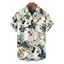 Men's Vacation Shirt Tropical Hibiscus Floral Monstera Leaf Print Button Up Shirt - Beige 5XL