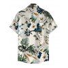 Men's Vacation Shirt Tropical Hibiscus Floral Monstera Leaf Print Button Up Shirt - Beige 5XL