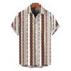 Men's Casual Shirt Geometric Ethnic Print Button Up Shirt - Brun 5XL
