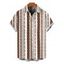 Men's Casual Shirt Geometric Ethnic Print Button Up Shirt - Brun 5XL