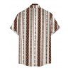 Men's Casual Shirt Geometric Ethnic Print Button Up Shirt - Brun 5XL