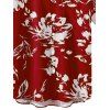 Men's Button Up Shirt Abstract Flower Leaf Print Vacation Shirt - Rouge Vineux 5XL