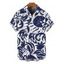 Men's Vacation Shirt Botanical Leaf Scroll Silhouette Print Button Up Shirt - Bleu profond 5XL