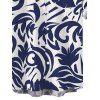 Men's Vacation Shirt Botanical Leaf Scroll Silhouette Print Button Up Shirt - Bleu profond 5XL