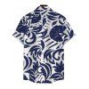 Men's Vacation Shirt Botanical Leaf Scroll Silhouette Print Button Up Shirt - Bleu profond 5XL