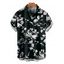Men's Button Up Shirt Abstract Flower Leaf Print Vacation Shirt - Noir S