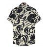Men's Vacation Shirt Botanical Leaf Scroll Silhouette Print Button Up Shirt - Noir S