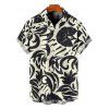 Men's Vacation Shirt Botanical Leaf Scroll Silhouette Print Button Up Shirt - Noir S