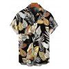 Men's Hawaiian Vacation Shirt Retro Tropical Botanical Leaf Print Button Up Beach Shirt - Noir 5XL