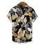 Men's Hawaiian Vacation Shirt Retro Tropical Botanical Leaf Print Button Up Beach Shirt - Noir 5XL