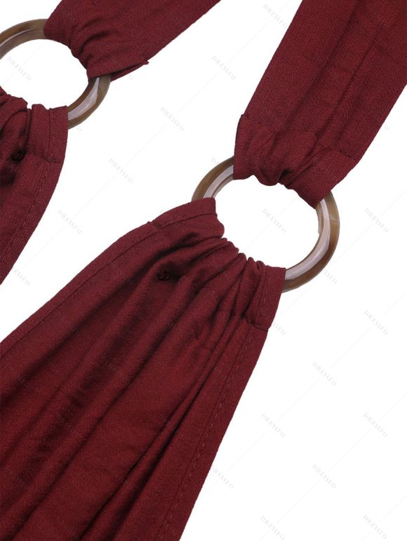 Solid Color Straight Leg Jumpsuit O Ring High Waist Jumpsuit - Rouge Vineux XL | US 10