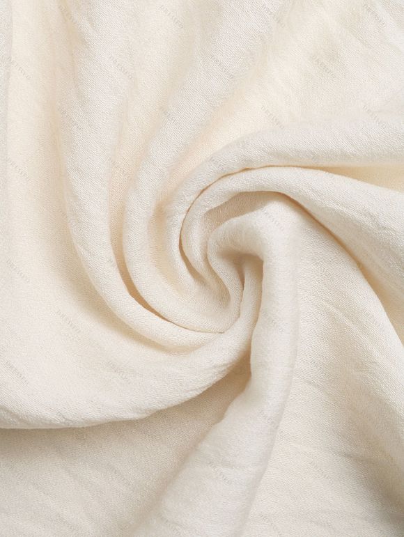 Vacation Couple Outfit Solid Color Sequined Open Back Halter Maxi Dress and Leaf Patten Shirt Set - Beige S | US 4