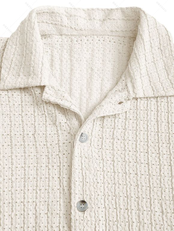 Vacation Couple Outfit Solid Color Draped Neck Ruched Open Back Wide Leg Jumpsuit and Textured Knitted Shirt Set - marron foncé S | US 4