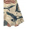 Independence Day Dress Vintage American Flag Bald Eagle Print Spaghetti Strap Patriotic Dress - café lumière XXL | US 14