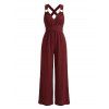 Solid Color Straight Leg Jumpsuit O Ring High Waist Jumpsuit - Rouge Vineux S | US 4