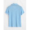 Men's Casual Shirt Textured Knitted Solid Color Button Up Shirt - Bleu clair S