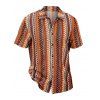 Bohemian Couple Outfit Zig Zag Ethnic Print Bowknot Layered Dress and Striped Print Shirt Set - Orange S | US 4