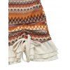 Bohemian Couple Outfit Zig Zag Ethnic Print Bowknot Layered Dress and Striped Print Shirt Set - Orange S | US 4